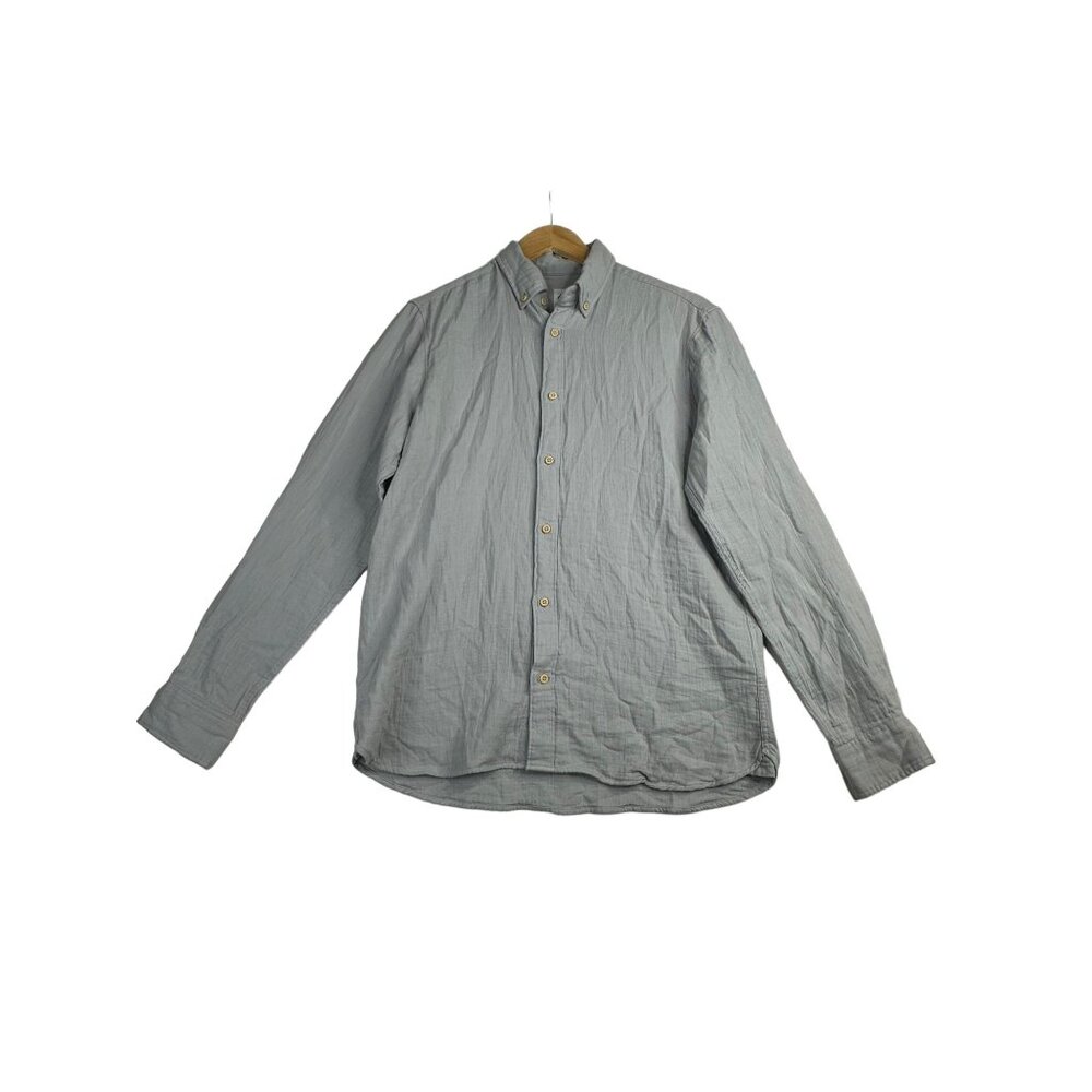 Zara Man Long Sleeve Button Down Shirt size Medium Light Blue/Gray